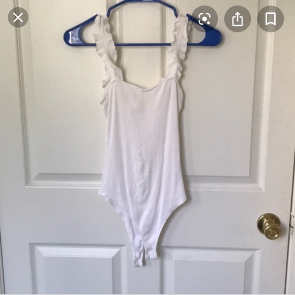 White Ruffle Bodysuit - Picture 2 of 5